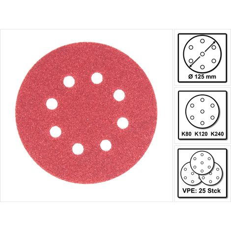 Bosch Set: Bosch Router Sandpaper Hook-and-loop-backed 125 mm, Punched Grit K80 K120 K240 - 25 pcs. ( 2607019497 )
