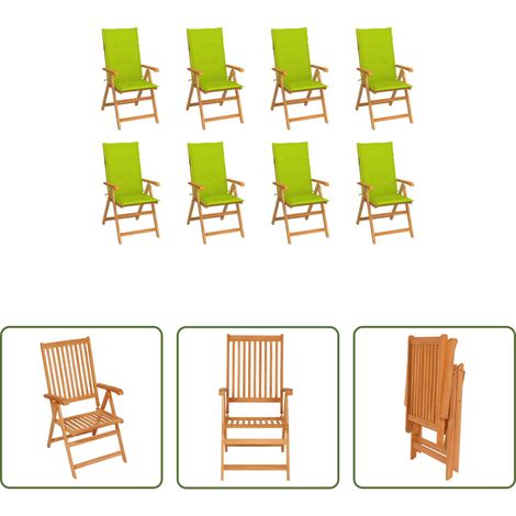 Teakholz - Verstellbare Gartenstühle mit Auflagen 8 Stk. Massivholz Teak (1/5)