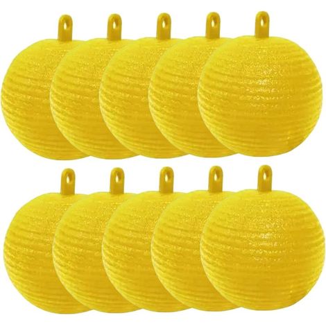 10pcs Pièges de Mouche de Fruits Suspendus 3 Pouces Traps à Boules Collants Jaunes pour moucherons Plante, Insectes Volants, Receveur moucherons pour Jardin extérieur intérieur, Tueur m (1/5)