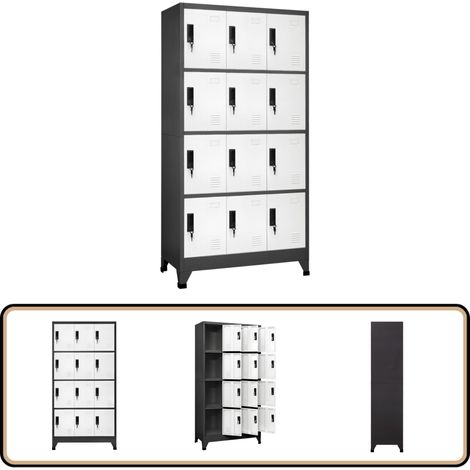 Armoire à casiers Anthracite et blanc 90x45x180 cm Acier - Armoire À Casiers - Meuble De Rangement - Armoire Métallique - Armoire Scolaire - Armoire De Bureau (1/5)
