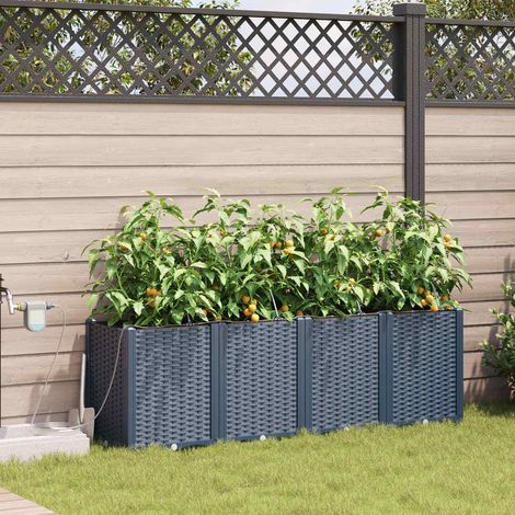 Garten-Pflanzgefäß 4 pcs Grau 160 x 40 x 52 cm Kunststoff (1/5)
