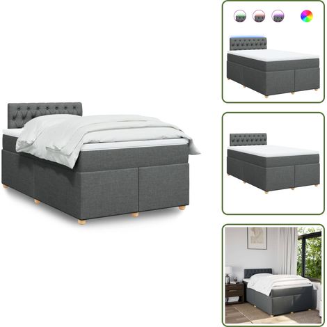 Sommier à lattes de lit avec matelas gris foncé 120x190cm tissu - Sommier À Lattes De Lit - Sommiers À Lattes De Lit - Lit - Meuble De Chambre À Coucher (1/5)
