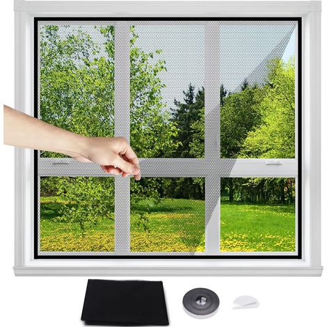 Window Mosquito Net - Adjustable in Size - No Drilling Required - Comes With Strong Adhesive Tapes and Cutting Tool (1, Black) (1/5)