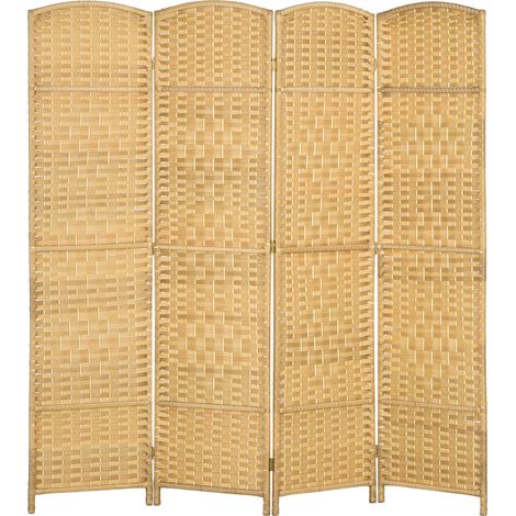 Paravent intérieur bois 4 panneaux 180x180 cm salon chambre naturel