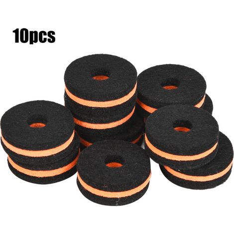 10 Stück Filz-Beckenhalter 35 mm, Schwarz/Orange, Schutzhüllen für Becken, Ersatzteil (1/5)