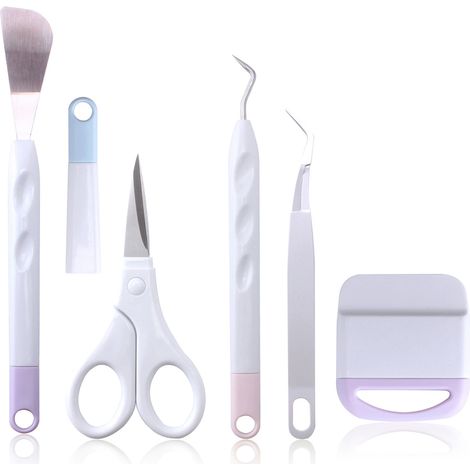 Ensemble d'outils de base pour désherbage artisanal, avec désherbeur, grattoir, spatule, pincettes, ciseaux, Kit de retrait pour projets de Scrapbooking (1/5)
