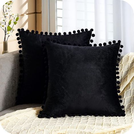 Set of 2 Sofa Cushion Covers 45x45 Super Soft Velvet with Tassels Pretty Scandinavian Bohemian Style Cushion Decoration for Living Room Bedroom Home