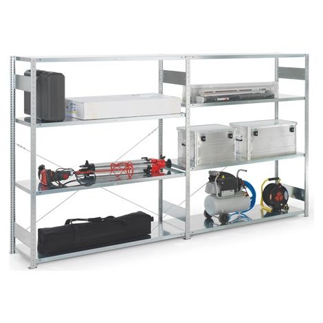 Großfachsteckregal H2000xB1700xT400mm Anbauregal 4 Stahl-Bd.verzinkt silber META