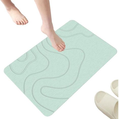Tapis douche diatomite 40x60cm, absorption rapide, antidérapant, vert (1/5)