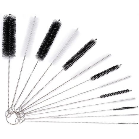 Lot de 13 Brosses de Nettoyage - Nylon et Acier Inoxydable - Pour Pailles et Tubes Étroits - Usage Domestique et Laboratoire - Diamètres Variés (1/5)