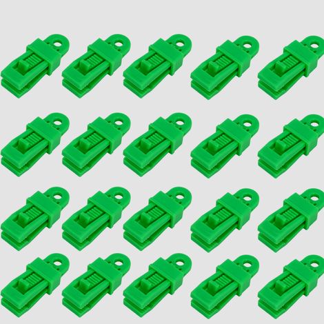 Juego de 20 clips ajustables para lonas de tiendas de campaña, resistentes y versátiles, para toldos, tiendas de campaña, marquesinas y camping, color verde. (1/5)