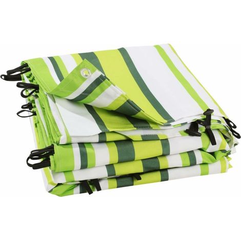 OSE – Toile de rechange pour auvent ou tonnelle 3 x 4 m – Bâche renforcée en polyéthylène – Imprimé rayé vert et blanc – Système d'attache inclus