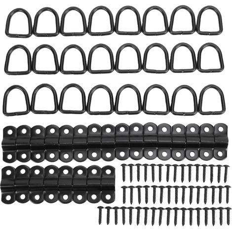 Crochets d'ancrage d'arrimage avec anneaux en D, support de charge de 2400 lb, robuste 1/4 pouces, arrimage d'ancrage de remorque pour camion, lit, bateau, moto, 24 pièces (1/5)