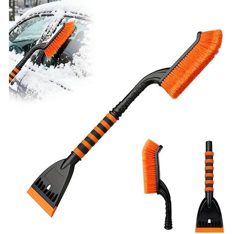 Eiskratzer mit Schneebürste, abnehmbar, rutschfester Griff, orange (1/5)