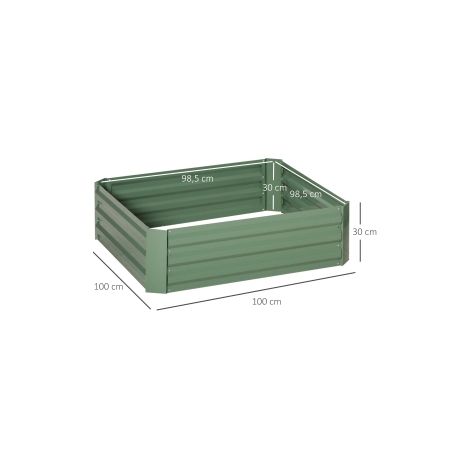 Bac potager vert en acier galvanisé 100 x 100 x 30 cm avec structure robuste pour jardin, terrasse et extérieur (1/5)