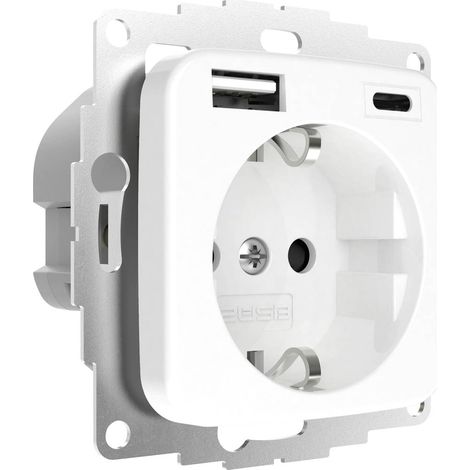 2USB 2U-449368 presa contatto di terra Protezione per i bambini, con uscita di ricarica USB IP20 Bianco puro lucido (1/5)