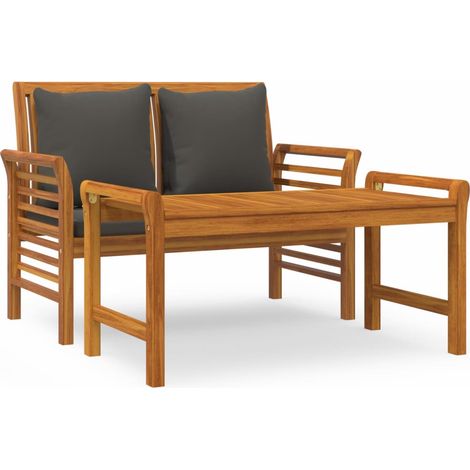 Maison Exclusive - Set Divani Giardino 2pz con Cuscini Grigio Scuro Legno Massello