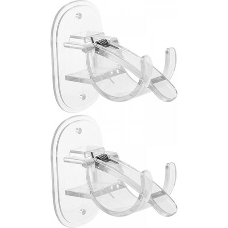 Support de Tringle à Rideau Auto-Adhésif 2Pcs Fixation Murale Plastique Transparent Installation Facile Accessoire Pratique pour Rideaux de Bain et Tonnelles (1/5)