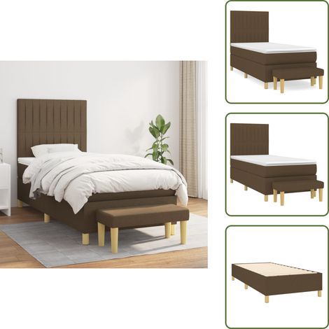 Boxspringbett mit Matratze Dunkelbraun 100x200 cm Stoff - Boxspringbett - Doppelbett - Bettenrahmen - Matratze - Bettzeug (1/5)