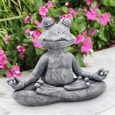 Belle statue de jardin de grenouille de méditation, décoration de jardin de grenouille de méditation, figurine de yoga animal zen en résine, décoration de jardin de pelouse intérieure et extérieure