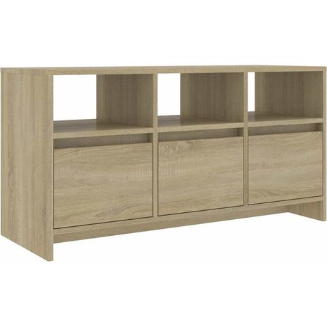 Meuble TV, Étagère TV, Meuble de Salon, Chêne sonoma 102x37,5x52,5 cm Aggloméré OIB9180E (1/5)