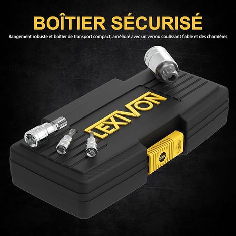 Torx Male Socket Set XZN 12-Point Socket in S2 Steel Set of 10 Pieces M4 to M18 with Torx Storage Box (LX-145) (1/3)
