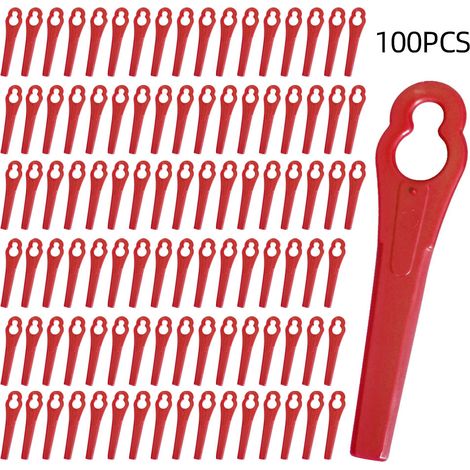 100 Pcs Lames en Plastique de Rechange, Lame Coupe Bordure Tondeuse à Gazon en Plastique Lames pour Jardin et Pelouse Coupe Bordures (Rouge) (1/5)