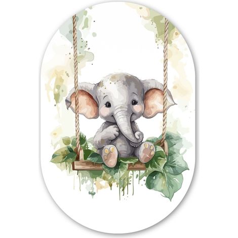 CERCHIO DA PARETE Elefante - Animale - Bambini - Giungla 40x60 cm (1/3)