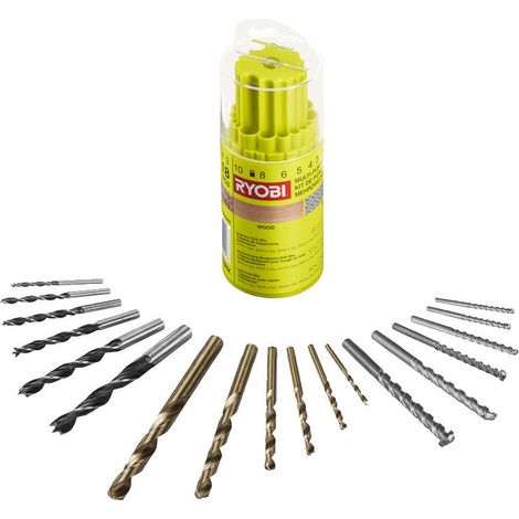 Ryobi RAK18DMIX Kit 18 Punte Trapano Avvitatore Foratura Legno Muro Metallo (1/2)