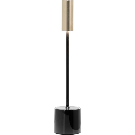 Zafferano - Lampada da tavolo ricaricabile Carolina Led dimmerabile Touch - Nero Lucido e Ottone Spazzolato (1/2)
