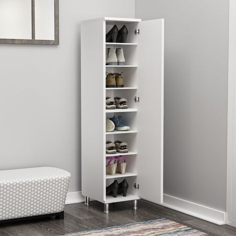 Armario Multiuso 1 Puerta Noepoli, 8 Estantes, Una Puerta, 8 Compartimentos, 29x130h cm Blanco (1/5)