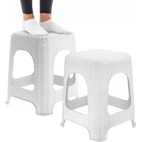 KADAX Rattanhocker aus Kunststoff, Weiß, 2 Stück