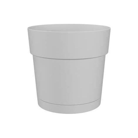 1 pot de fleurs rond LARGE, réservoir d'eau intégré, plastique taupe, diamètre 30 cm, hauteur 28,2 cm, intérieur/extérieur (1/2)