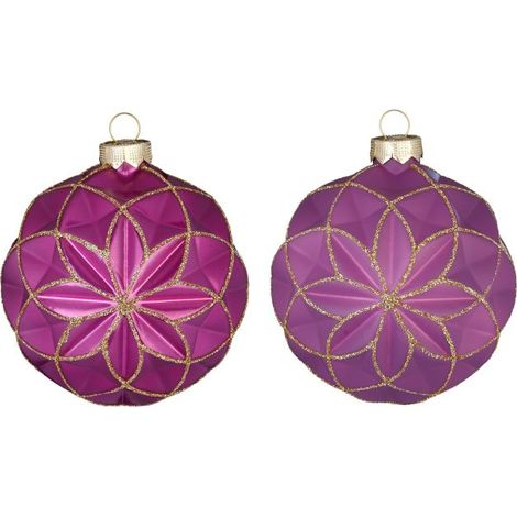 PALLINA DI NATALE IN VETRO VIOLA MALVA OPACO O LUCIDO 8CM PREZZO CAD UNA