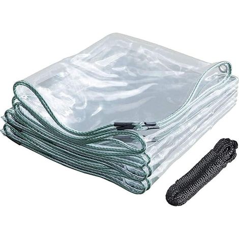 Bâche Imperméable Transparente avec Oeillet - 420g/m² - Couverture en Feuille de Bâche - Bâche en Plastique PVC pour Jardin Extérieur - 0,3 mm D'épaisseur (1x5m) (1/5)