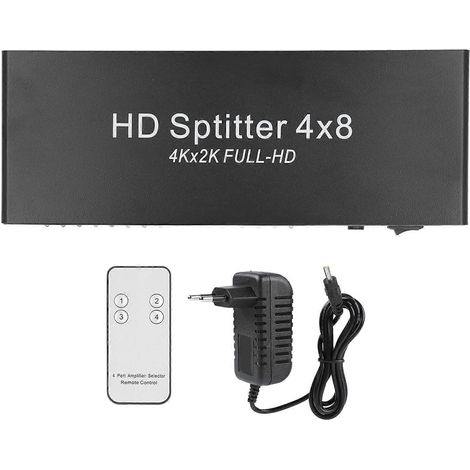 Répartiteur d'interface multimédia haute définition 4K, commutateur de répartition d'écran 4 entrées/8 sorties, avec télécommande, 100-240 V (1/4)
