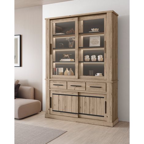 Vaisselier/argentier style campagne 146 cm chêne copper Curby (1/5)