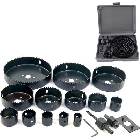 16 Pièces Coffret Scie Cloche Construction De 19-127 Mm Pour Bois Metaux Platre (1/5)