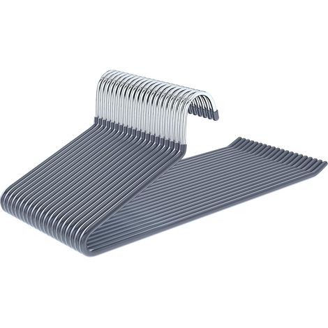 Lot de 20 Cintres Pantalons, Antiglisse, Chromé, Métal, Gain de Place, Armoire