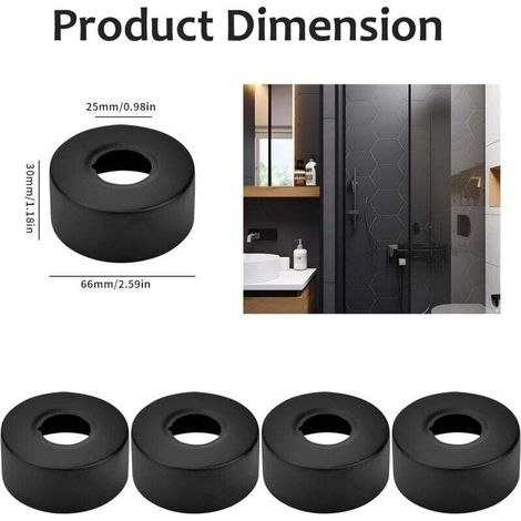 6 Pièces Mitigeur Douche, Cache Tuyau Plomberie Robinet en Acier Inoxydable rosace radiateur pour Robinets Tuyau de Douche Radiateur 25 MM(Noir) (1/3)
