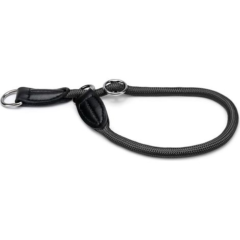 lionto Zugstopp-Halsband, verstellbar & leicht, Retrieverhalsband aus Nylon mit Stoppring, Länge 65 cm, Durchmesser 1 cm, schwarz
