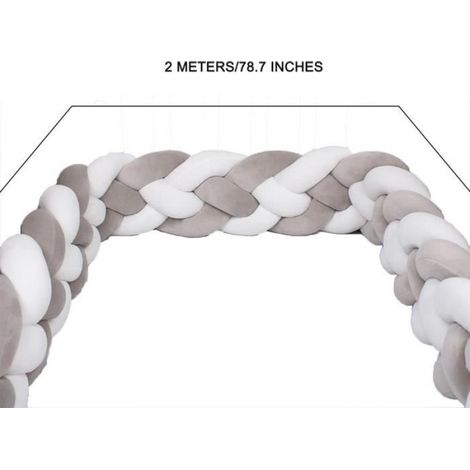 2m Tour de Lit Bébé Coussin Serpent Tressé Pare-chocs Velours Protection des bords Douce Pour les Nouveau-nés lit Sommeil-C (1/4)