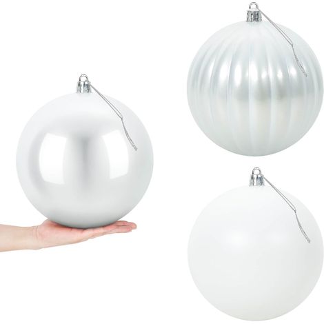 Christmas Ball Set XXL 3 pcs White Ø 25 cm Plastic vidaXL (1/5)