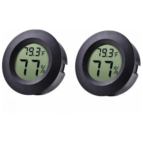 Lot de 2 mini-thermomètres hygromètres pour réfrigérateur et congélateur, hygromètre électronique, thermomètre noir (1/5)