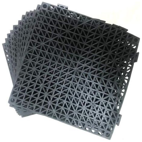 RHG Lot de 5 Dalles de Jardin Piscine 30x30x1.5 cm Noir Dalle Clipsable Ajourée Antidérapante en PVC Drainage Rapide Revêtements de Sol Extérieur Intérieur pour Terrasse Cuisine Spa Salle de Bain (1/5)
