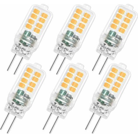 Ampoule LED G4 12V 3W, Non Dimmable, 16SMD 300LM Blanc Chaud 3000K, Équivalent 25W G4 Ampoule Halogène, Ampoule G4 LED pour Lustre, Lumière d'armoire, Éclairage Paysager, Chambre, Lot de 6 (1/4)