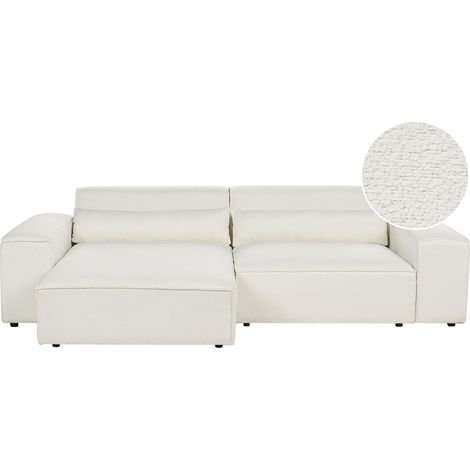 Divano moderno angolare modulare a 2 posti a destra Divano con rivestimento in boucle Bianco Hellnar (1/5)