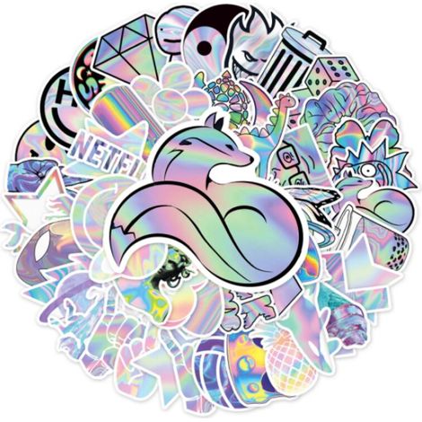 Autocollants graffiti au laser, lot de 50 autocollants en vinyle assortis pour ordinateur portable (1/5)