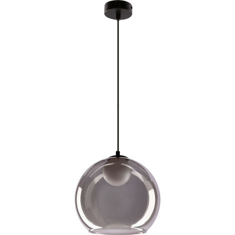Suspension moderne noire verre fumé boule blanche G9 Brin (1/5)
