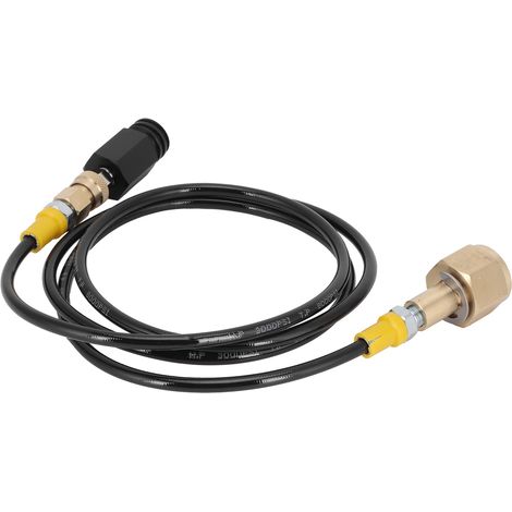 Adaptateur Universel de Raccord de Remplissage pour Bouteille CO2, Tuyau Flexible Noir 1.5 m, Compatible G5/8-14
